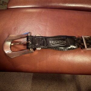 Brighton Black Leather Belt with Classic Silver Accents